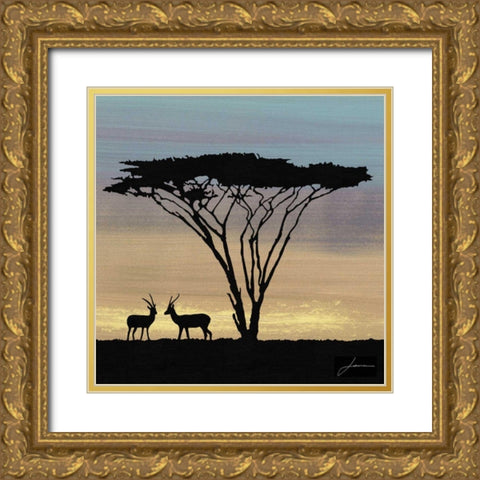 Savanna III Gold Ornate Wood Framed Art Print with Double Matting by Burghardt, James