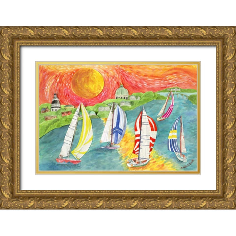 Sunsets Embrace Gold Ornate Wood Framed Art Print with Double Matting by Smith, Kaeli