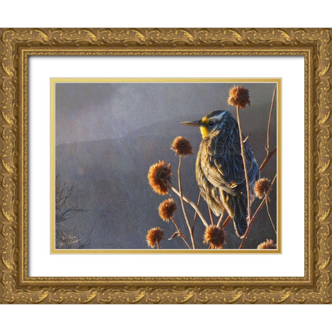 Meadowlark Gold Ornate Wood Framed Art Print with Double Matting by Vest, Chris