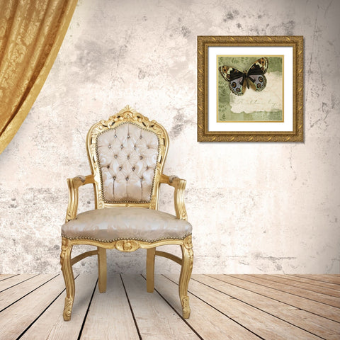 Butterfly Notes IV Gold Ornate Wood Framed Art Print with Double Matting by Beth Anne Creative