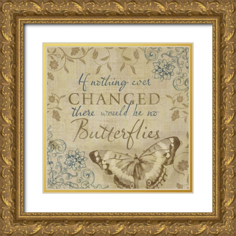 Butterfly Notes VI Gold Ornate Wood Framed Art Print with Double Matting by Beth Anne Creative