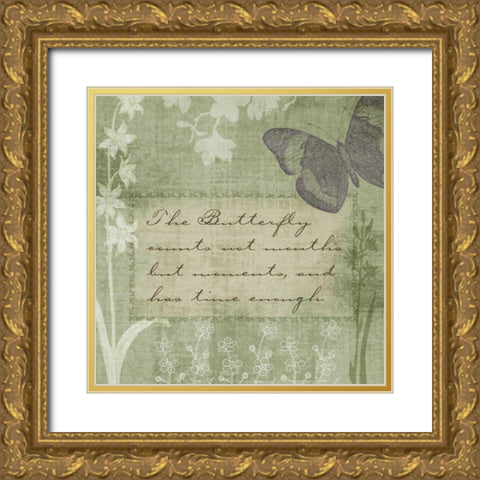 Butterfly Notes VII Gold Ornate Wood Framed Art Print with Double Matting by Beth Anne Creative