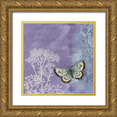 Butterfly Notes VIII Gold Ornate Wood Framed Art Print with Double Matting by Beth Anne Creative
