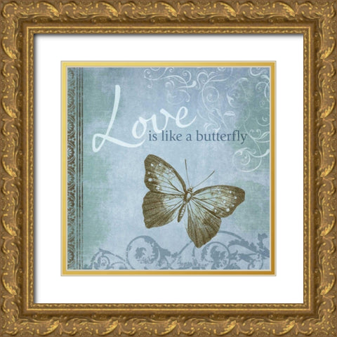 Butterfly Notes IX Gold Ornate Wood Framed Art Print with Double Matting by Beth Anne Creative