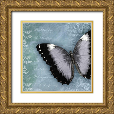 Butterfly Notes X Gold Ornate Wood Framed Art Print with Double Matting by Beth Anne Creative