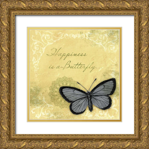 Butterfly Notes XI Gold Ornate Wood Framed Art Print with Double Matting by Beth Anne Creative