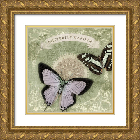Butterfly Notes XII Gold Ornate Wood Framed Art Print with Double Matting by Beth Anne Creative