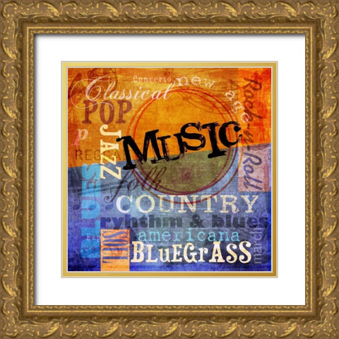 Music Notes XI Gold Ornate Wood Framed Art Print with Double Matting by Beth Anne Creative
