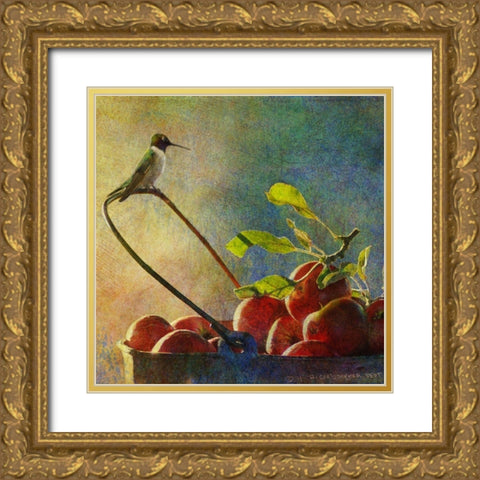 Apples and Hummer Gold Ornate Wood Framed Art Print with Double Matting by Vest, Chris