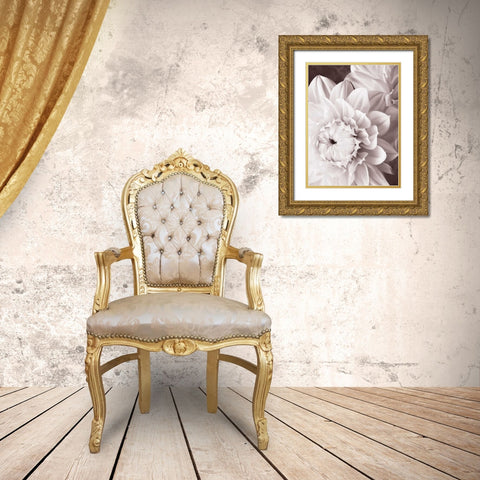 BandW Dahlias I Gold Ornate Wood Framed Art Print with Double Matting by Zalewski, Christine