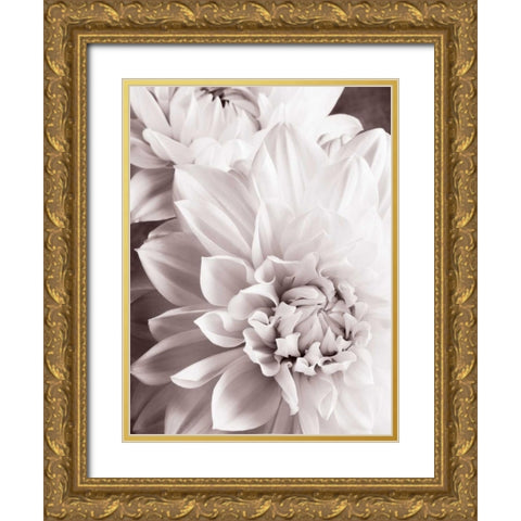 BandW Dahlias II Gold Ornate Wood Framed Art Print with Double Matting by Zalewski, Christine