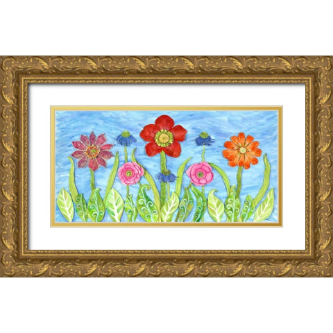Flower Play II Gold Ornate Wood Framed Art Print with Double Matting by Smith, Kaeli