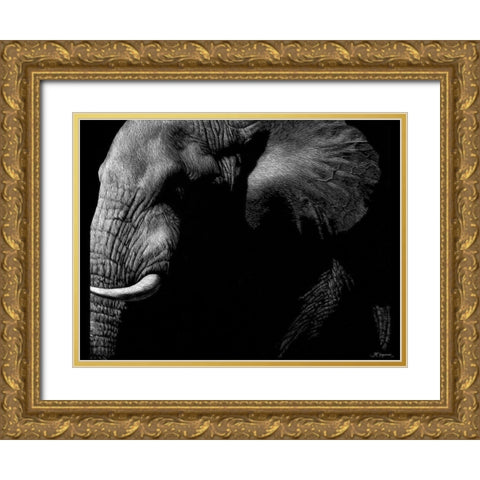 Wildlife Scratchboards III Gold Ornate Wood Framed Art Print with Double Matting by Chapman, Julie T.