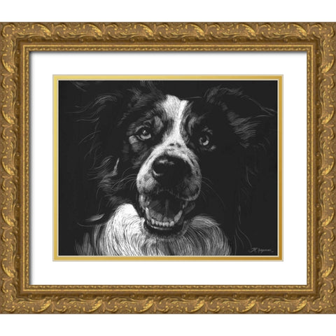 Canine Scratchboard XVIII Gold Ornate Wood Framed Art Print with Double Matting by Chapman, Julie T.