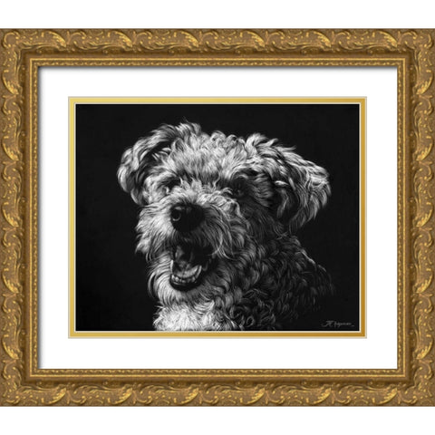 Canine Scratchboard XXV Gold Ornate Wood Framed Art Print with Double Matting by Chapman, Julie T.