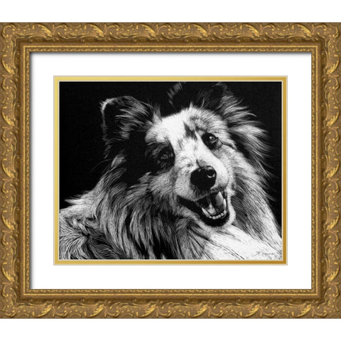 Canine Scratchboard XXVI Gold Ornate Wood Framed Art Print with Double Matting by Chapman, Julie T.