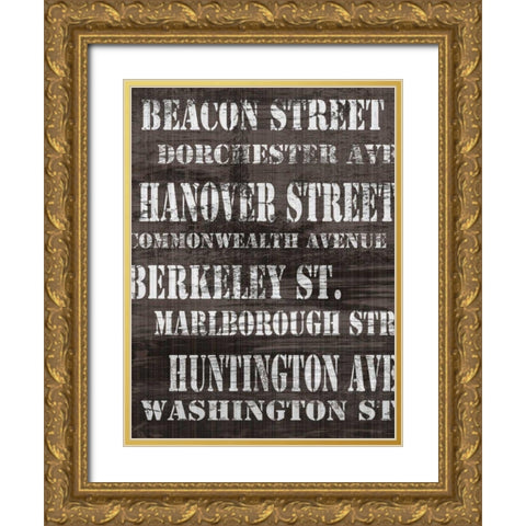 Streets of Boston II Gold Ornate Wood Framed Art Print with Double Matting by James, Andrea