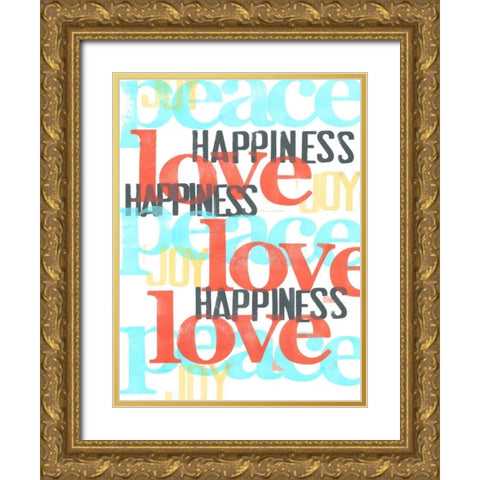 Peace-Love-Joy III Gold Ornate Wood Framed Art Print with Double Matting by Velasquez, Deborah