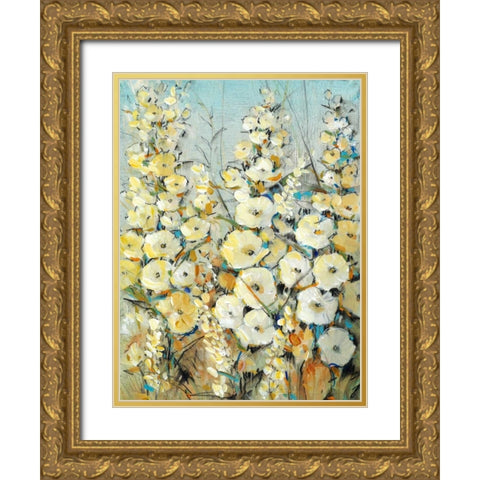 Cluster of Hollyhock I Gold Ornate Wood Framed Art Print with Double Matting by OToole, Tim