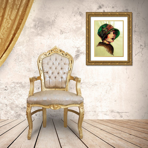 20s Girls I Gold Ornate Wood Framed Art Print with Double Matting by Harrington, Danielle