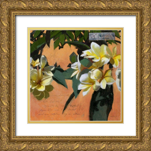 Plumeria and Postage I Gold Ornate Wood Framed Art Print with Double Matting by Novak, Rick