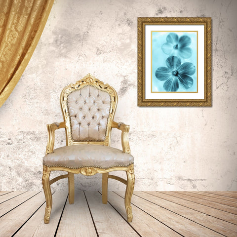 Forget Me Not Blue I Gold Ornate Wood Framed Art Print with Double Matting by Teton Parchment