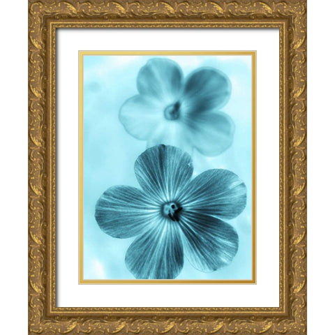 Forget Me Not Blue I Gold Ornate Wood Framed Art Print with Double Matting by Teton Parchment