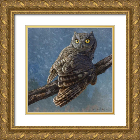 Owl in Winter I Gold Ornate Wood Framed Art Print with Double Matting by Vest, Chris