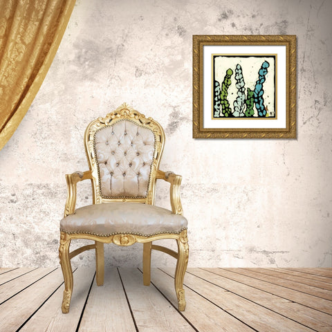 Teal Batik Botanical III Gold Ornate Wood Framed Art Print with Double Matting by Davis, Andrea