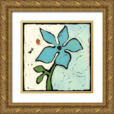 Teal Batik Botanical VI Gold Ornate Wood Framed Art Print with Double Matting by Davis, Andrea