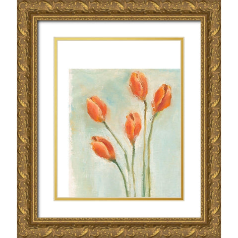 Painted Tulips I Gold Ornate Wood Framed Art Print with Double Matting by Nichols, Liz