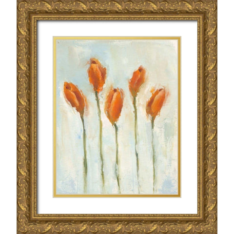 Painted Tulips III Gold Ornate Wood Framed Art Print with Double Matting by Nichols, Liz