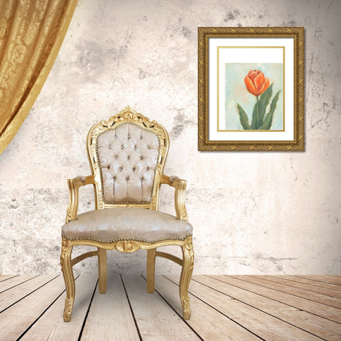 Painted Tulips IV Gold Ornate Wood Framed Art Print with Double Matting by Nichols, Liz