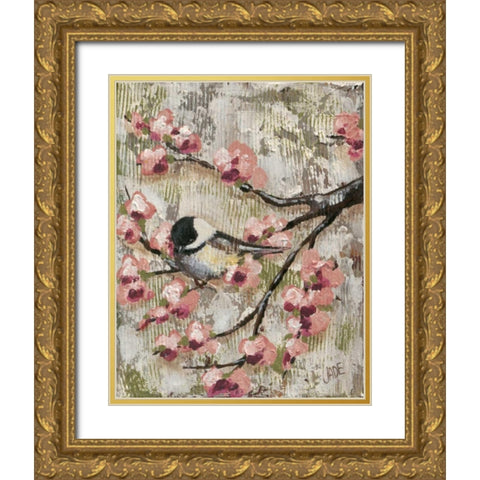 Cherry Blossom Bird II Gold Ornate Wood Framed Art Print with Double Matting by Reynolds, Jade