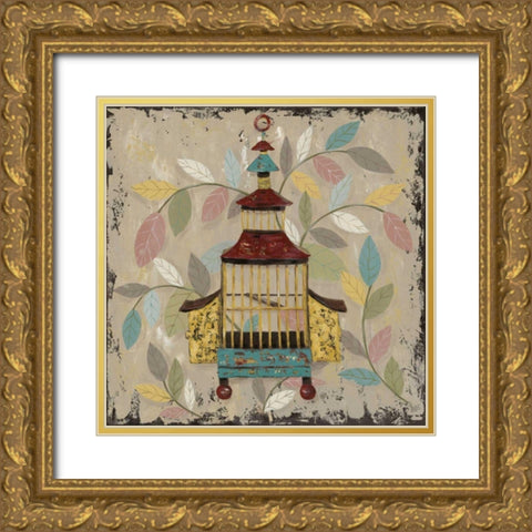 Decorative Bird Cage III Gold Ornate Wood Framed Art Print with Double Matting by Reynolds, Jade
