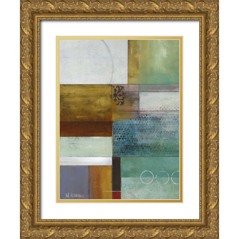 Cosmopolitan Abstract I Gold Ornate Wood Framed Art Print with Double Matting by Green-Aldridge, W.