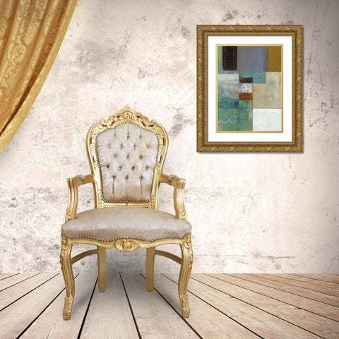 Cosmopolitan Abstract II Gold Ornate Wood Framed Art Print with Double Matting by Green-Aldridge, W.