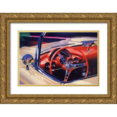 58 Corvette Gold Ornate Wood Framed Art Print with Double Matting by Reynolds, Graham