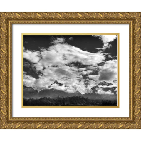 Pyramids, Mountains and Clouds Gold Ornate Wood Framed Art Print with Double Matting by Nalbandian, Nish