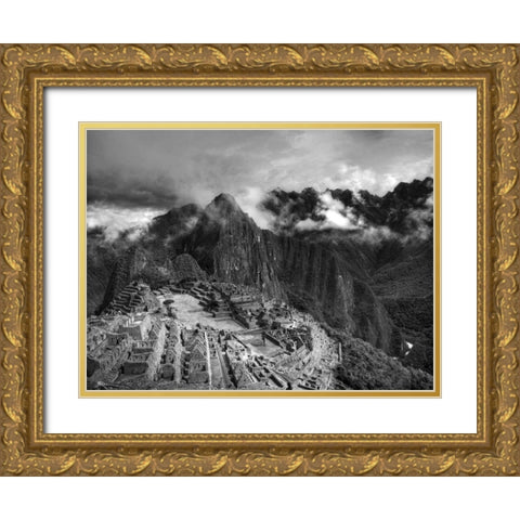 Machu Picchu Gold Ornate Wood Framed Art Print with Double Matting by Nalbandian, Nish