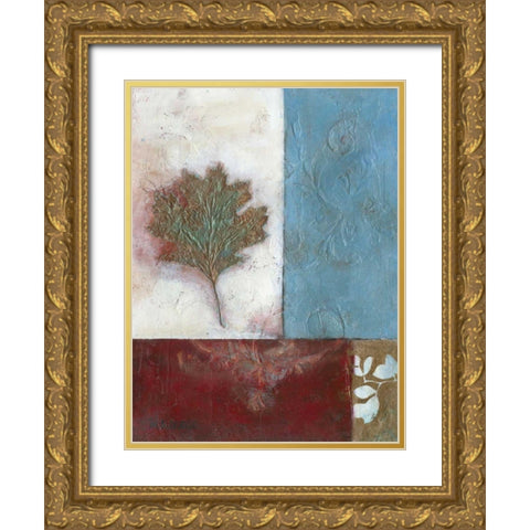 Painterly Leaf Collage II Gold Ornate Wood Framed Art Print with Double Matting by Green-Aldridge, W.