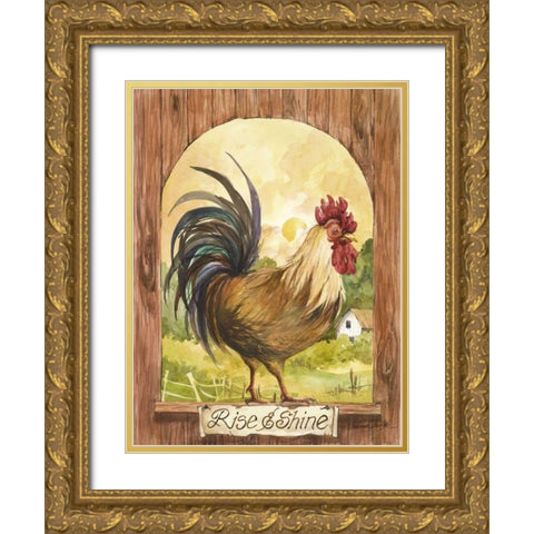 Rise N Shine Gold Ornate Wood Framed Art Print with Double Matting by Van Dijk, Jerianne