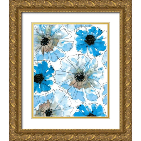 Water Blossoms I Gold Ornate Wood Framed Art Print with Double Matting by Velasquez, Deborah