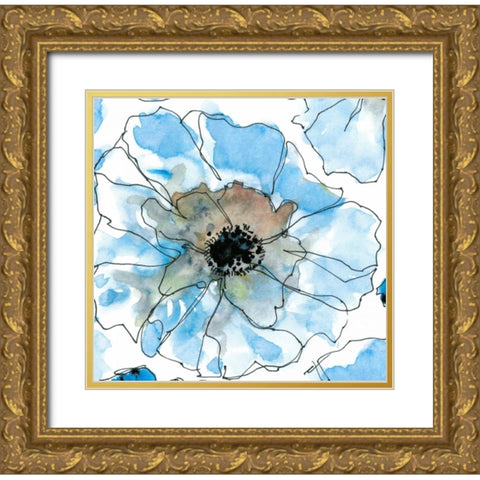 Water Blossoms II Gold Ornate Wood Framed Art Print with Double Matting by Velasquez, Deborah