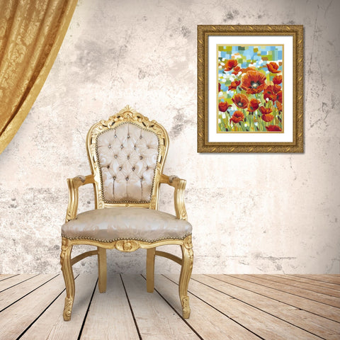 Vivid Poppies I Gold Ornate Wood Framed Art Print with Double Matting by Vitaletti, Carolee