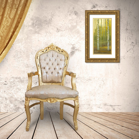 Sunny Birch Grove I Gold Ornate Wood Framed Art Print with Double Matting by Joy, Julie