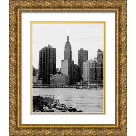 NYC Skyline III Gold Ornate Wood Framed Art Print with Double Matting by Pica, Jeff
