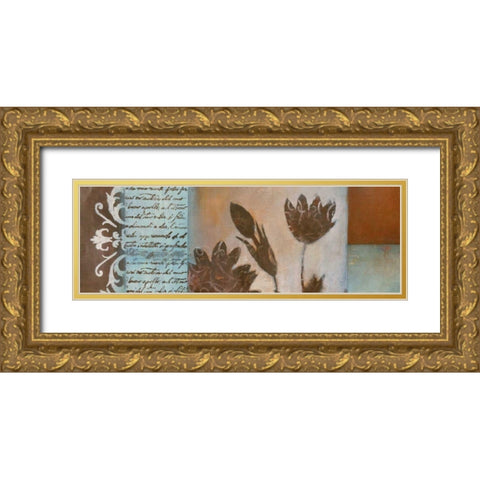 Flower Filigree Panorama I Gold Ornate Wood Framed Art Print with Double Matting by Green-Aldridge, W.