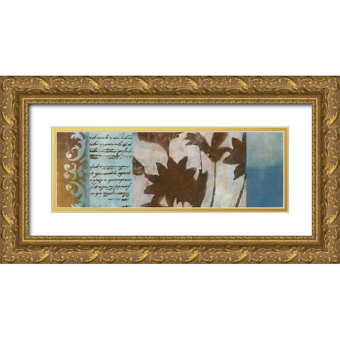 Flower Filigree Panorama II Gold Ornate Wood Framed Art Print with Double Matting by Green-Aldridge, W.