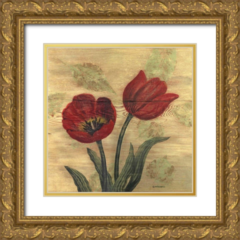Tulip on Wood Gold Ornate Wood Framed Art Print with Double Matting by Russell, Wendy
